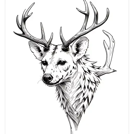 Hyena With Deer Antlers