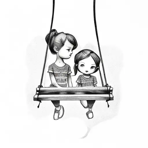 2 Sisters 1 Brother On A Swing