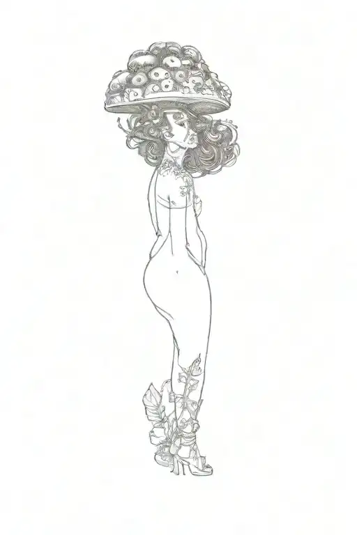 A Woman With A Mushroom On Her Head
