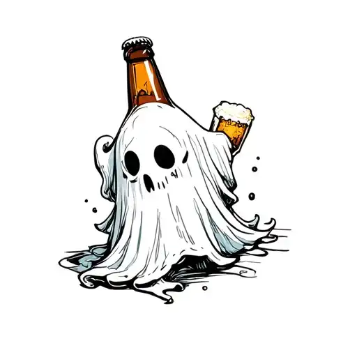 Tiny Ghost With Beer Bottle