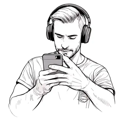 A Man With Headphones On His Phone