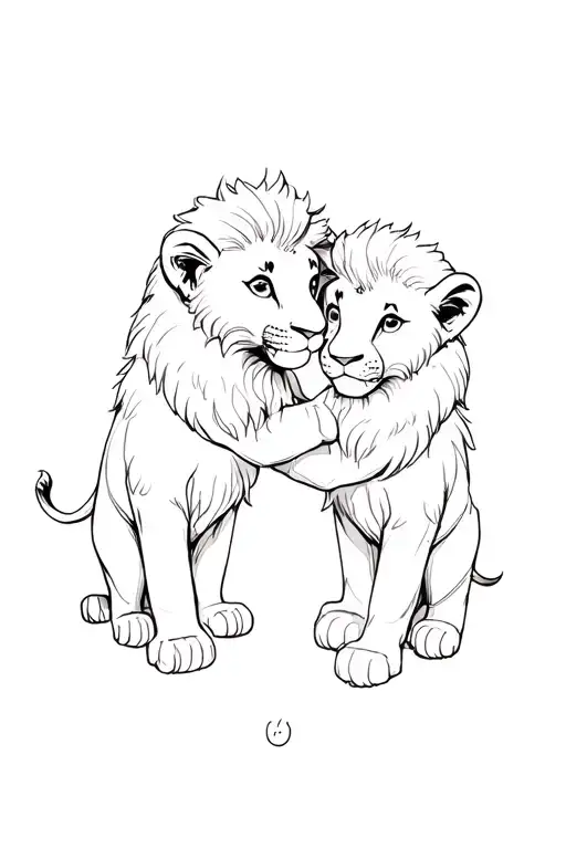 Two Little Lioners Play Among Themselves