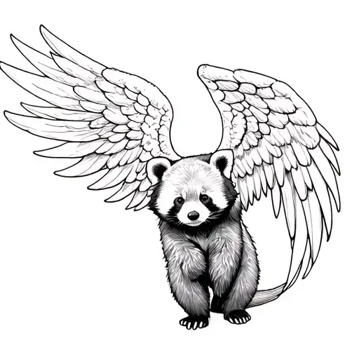 Red Panda With Angel Wings