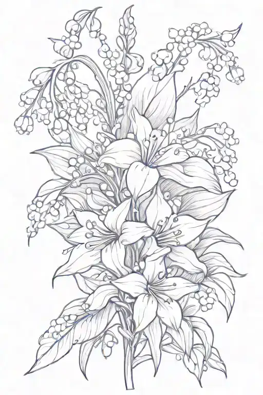 Violet Flower And Lily Of The Valley Flowers Bouquet