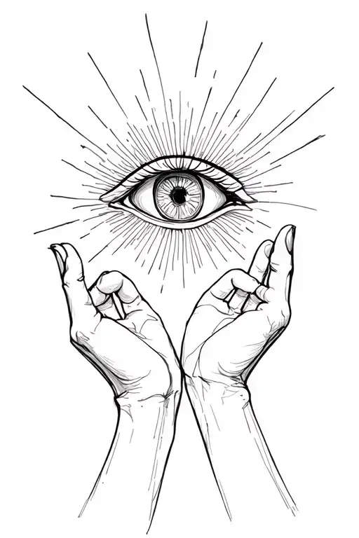 The Creation Hands With An Eye With Rays On The Outside Of The Eye