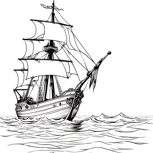 Easy Pirate Ship Sailing Through A Sea