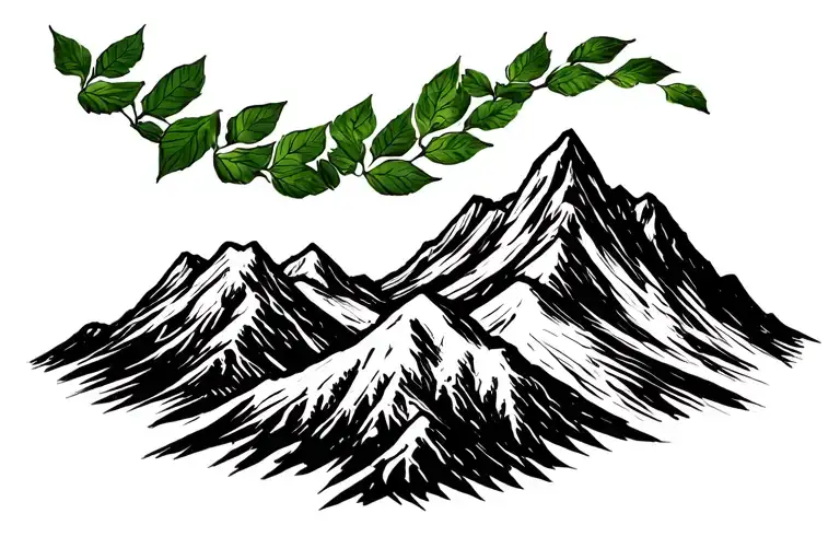 Mountain Range With Coca Leaves Blowing