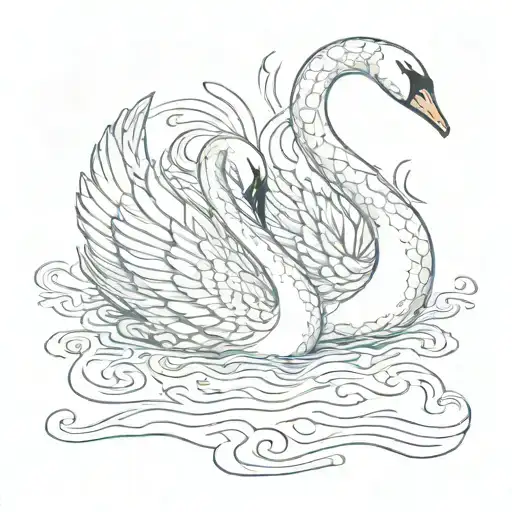 Pair Of Lace Swans Swimming