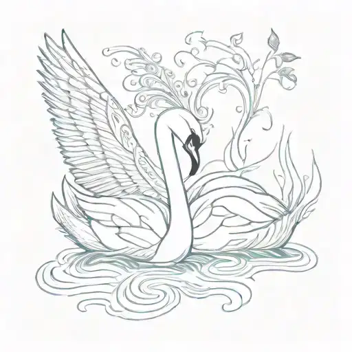 Pair Of Lace Swans Swimming Y2k Butterfly