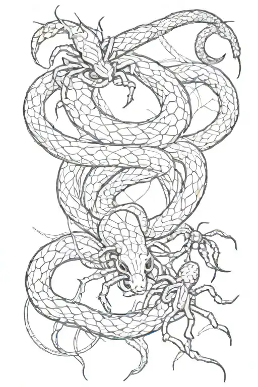 Snake And Spiders Together