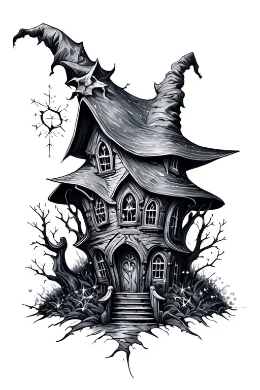 Witch House With Sparkles Black Grey