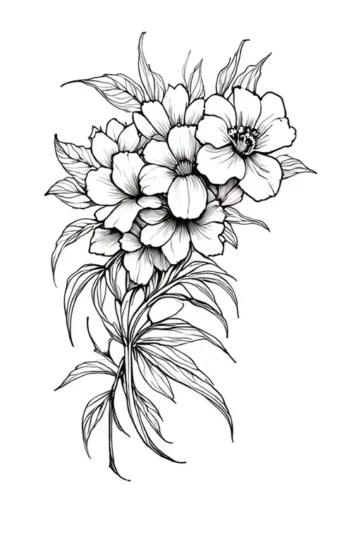 Floral With Line Abstract