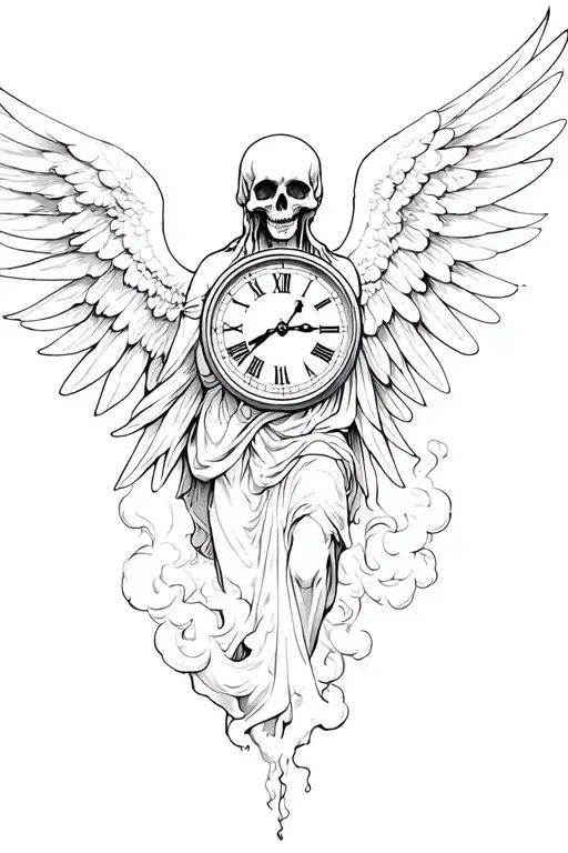 Angel Of Death With Clock And Smoke
