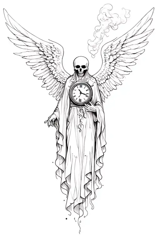 Angel Of Death With Clock And Smoke