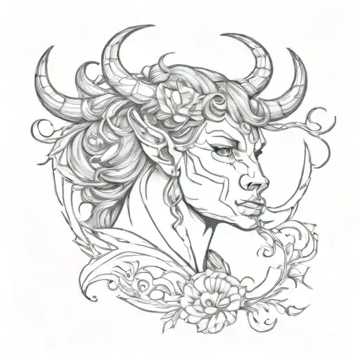 Taurus Tattoo Realistic For Female Face Made