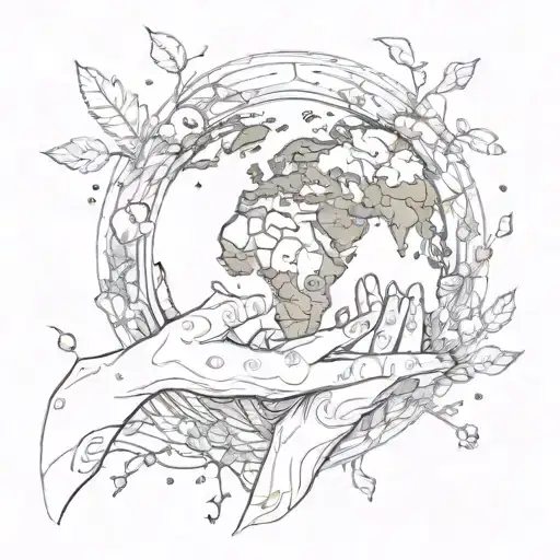 Mother Earth Face Holding Hands Out With The Earth In It