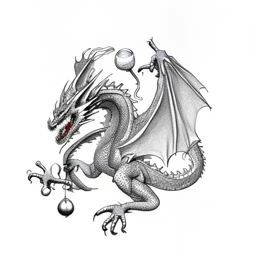 Dragon Wraped Around A Pole Holding A Pearl