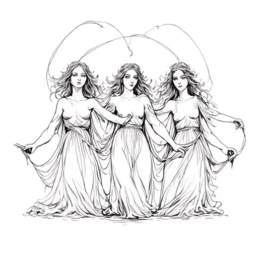 Three Fates Spinning The Thread