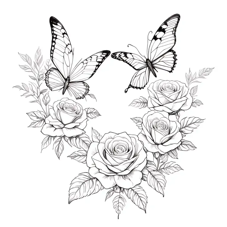 Butterflies And Roses Growing