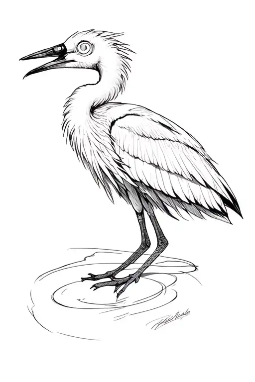 Crane With Couron And Very White Eyes