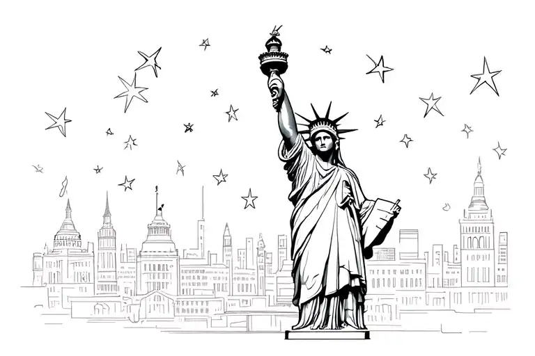 Statue Of Liberty Torch With Stars