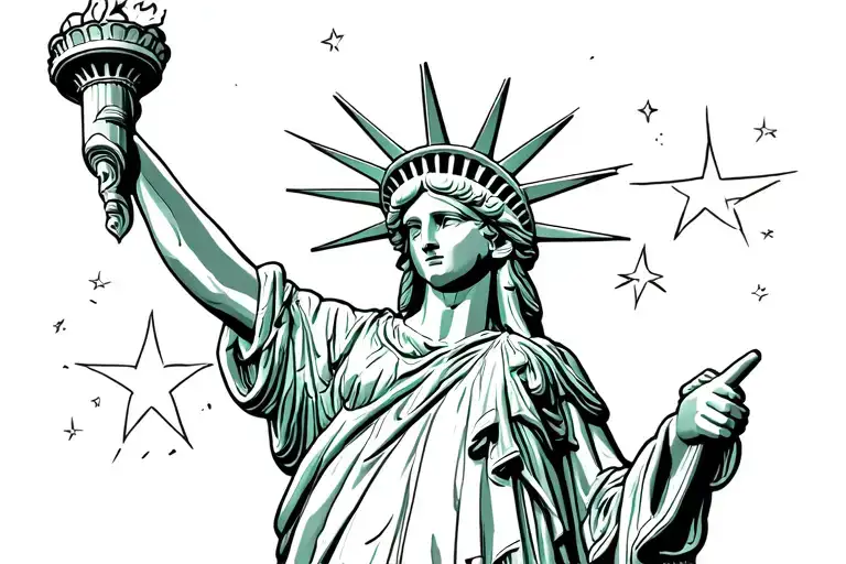 Statue Of Liberty Torch With Stars