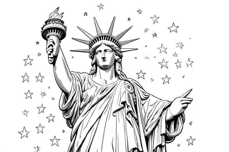 Statue Of Liberty Torch With Stars