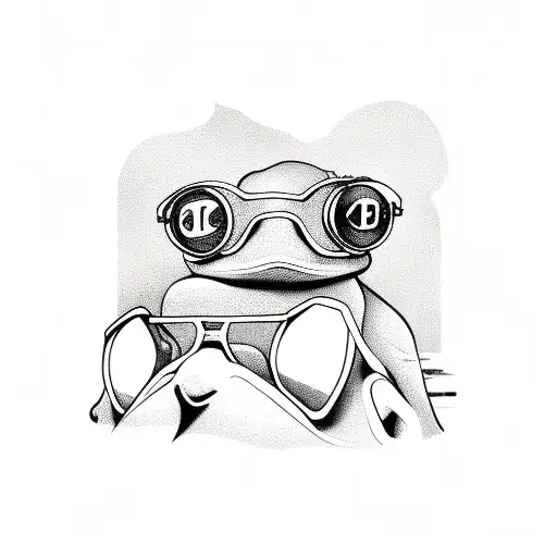 Little Frog With Scarf And Sunglasses On A Motorcycle