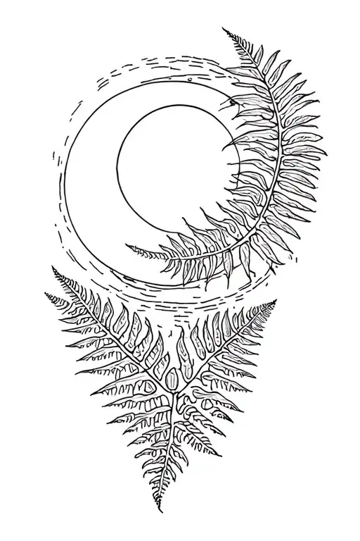 Ferns Around Sun And Moon Surrounded