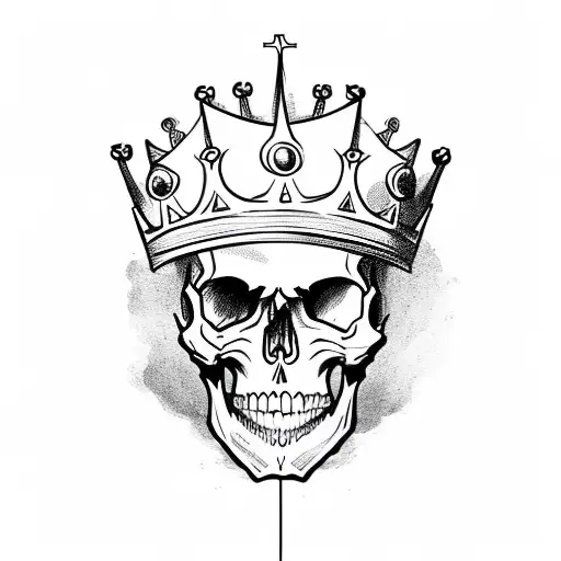 Skull With Crown Surrounded By Holy Light Side Profile