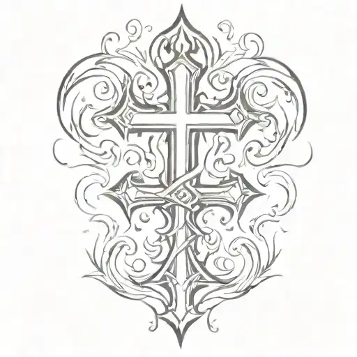 Flames Forming Into A Upside Down Cross Surrounded