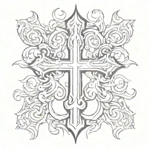 Flames Surrounding An Upside Down Cross