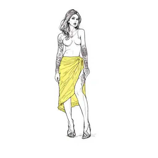 A Woman Wearing A Yellow Skirt