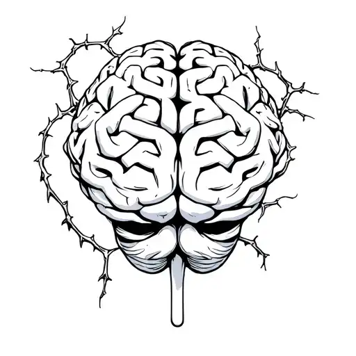 Brain With Vines Thorns And Maze With Scribble Art Background