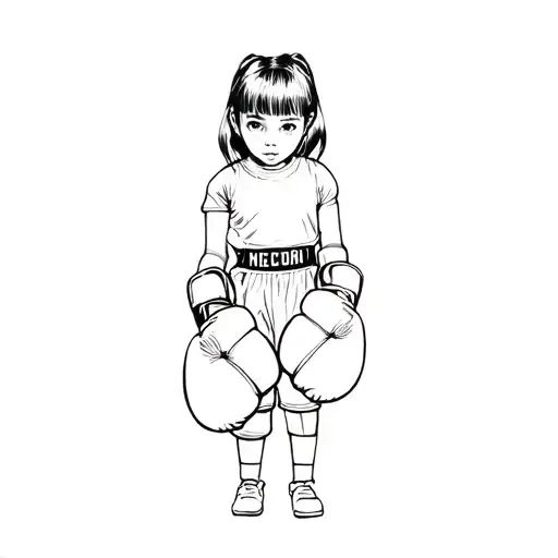 A Little Girl Wearing Boxing Gloves