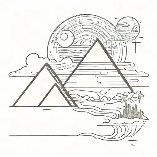 Egypt Pyramid Moon Desert River