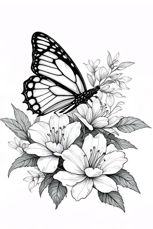 Azalea Flowers Butterfly Coming