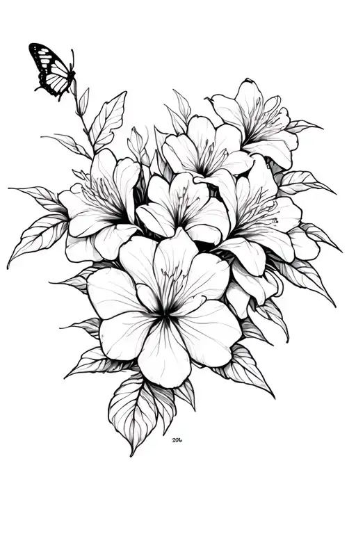 Azalea Flowers Butterfly Coming