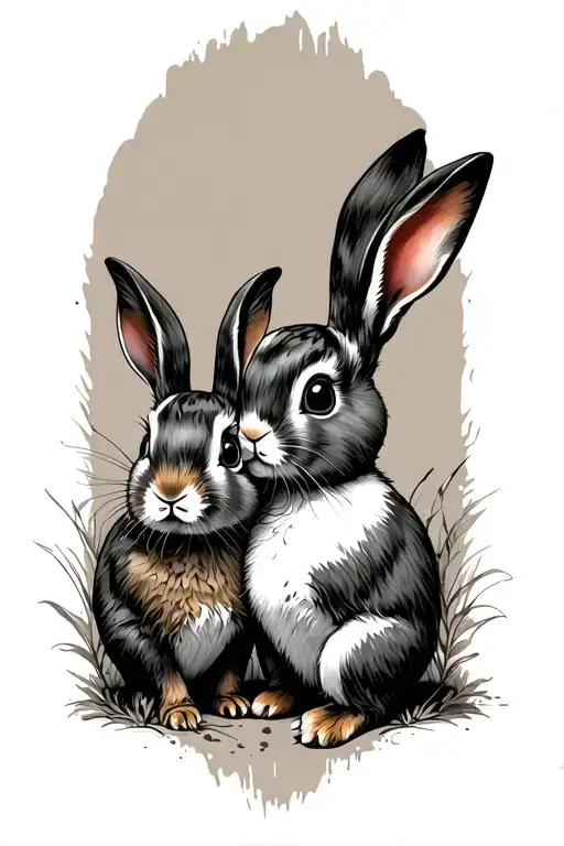 2 Rabbits Playing Together