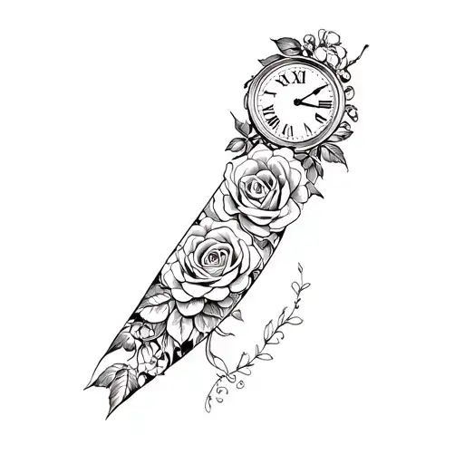 A Sleeve With A Clock And Roses
