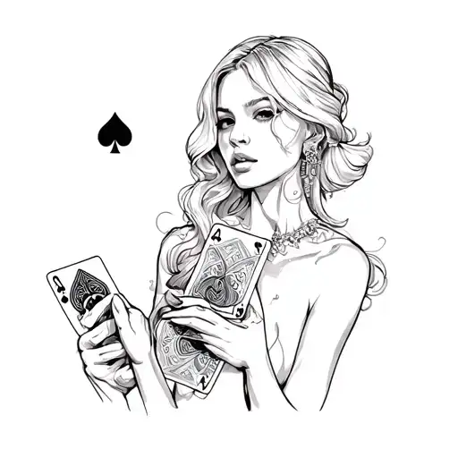A Woman Holding Playing Cards