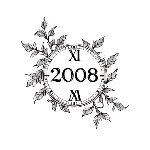 2008 In Roman Numerals Surrounded By Vines
