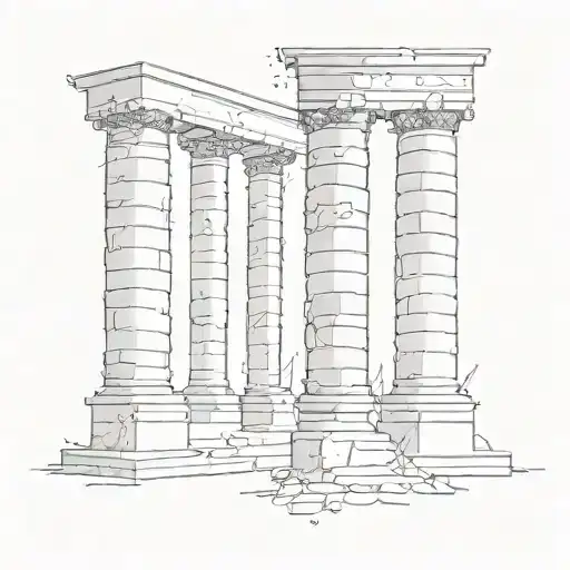 Minimal Tattoo Of Three Types Of Greek Pillars