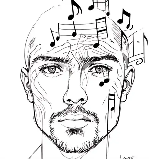 Men Face And Music Notes