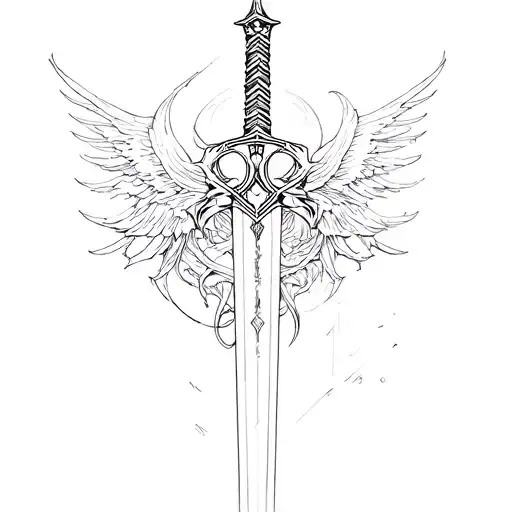 Cyber Sigilism Style Tattoo Long Sword