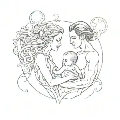 Gemini Man And Aquarius Woman Holding A Baby