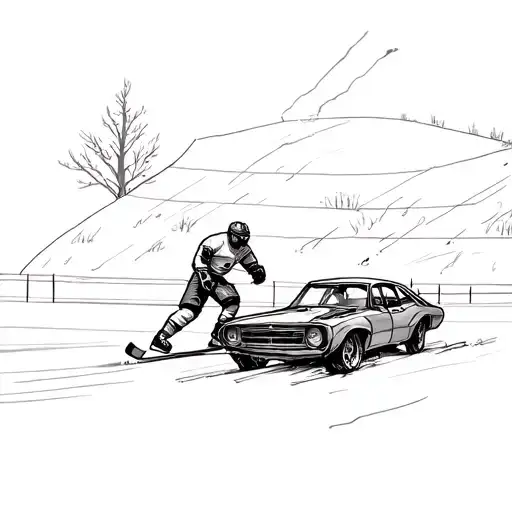 A Tattoo Of Hockey With Cars Aswell