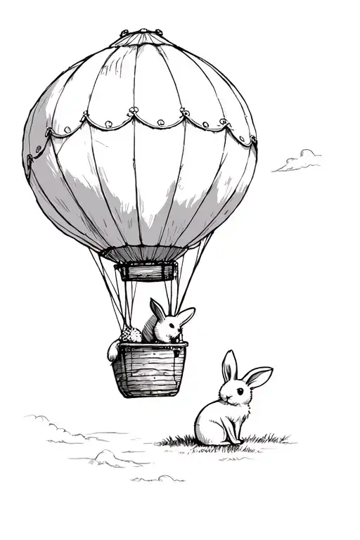 Hot Air Balloon With A Bunny Inside