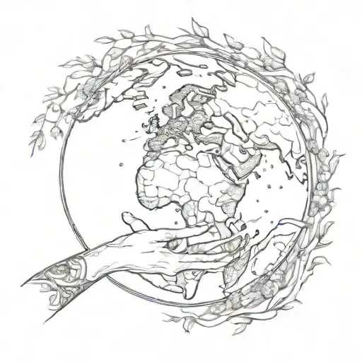 Mother Earth's Face Holding Hands Out With The Earth In It