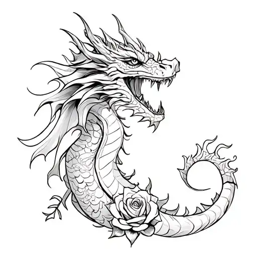 Dragon With Roses
